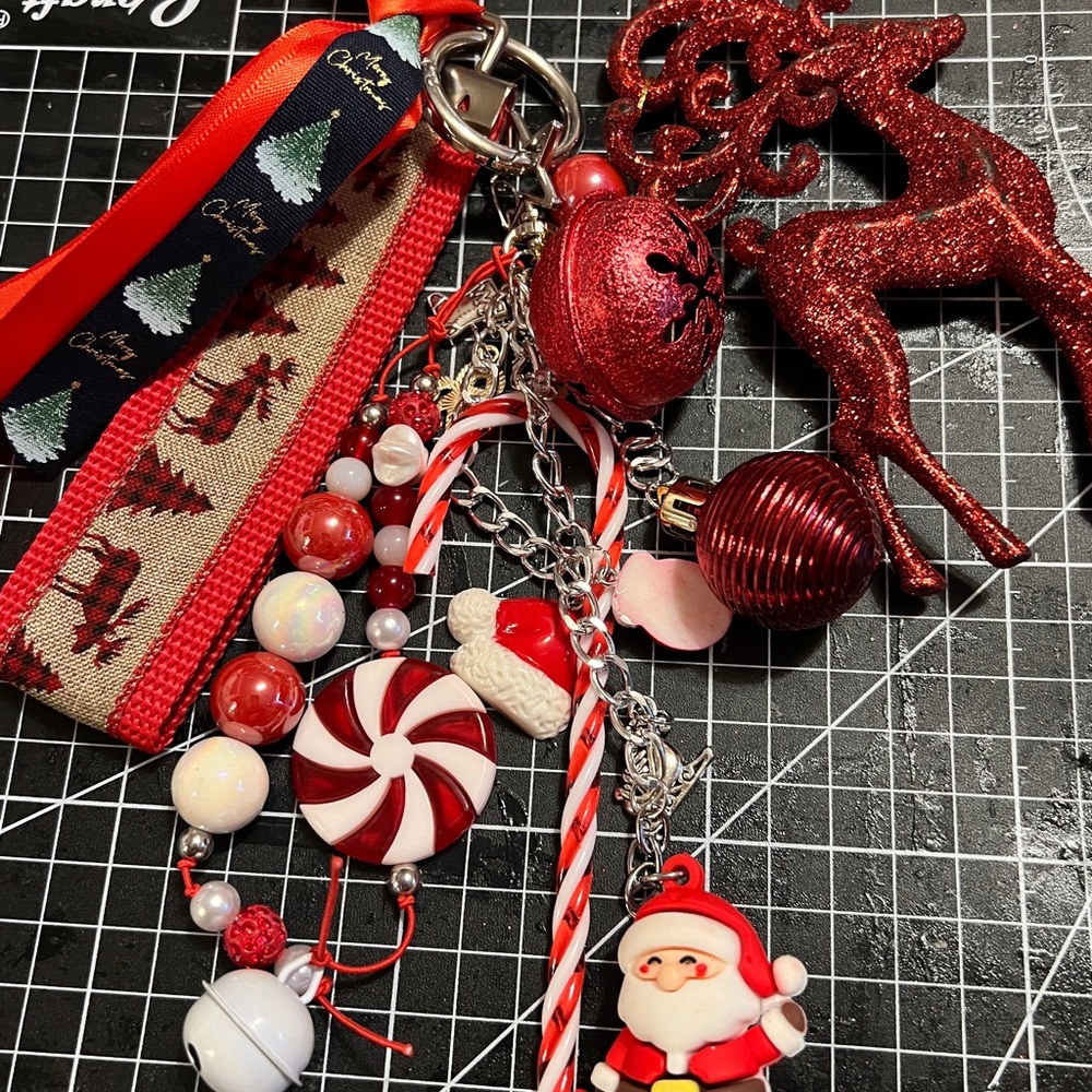 Christmas Bag Charms Festive Red and White Christmas